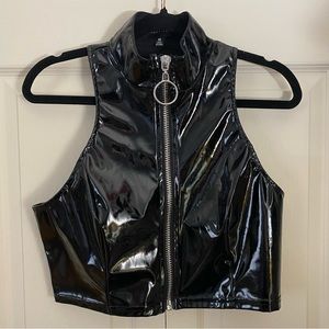 Dolls Kill Current Mood Zip-Up Crop Top